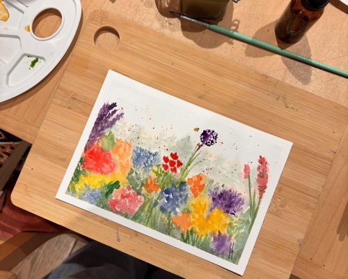 Een voorbeeld van bloemen in aquarel